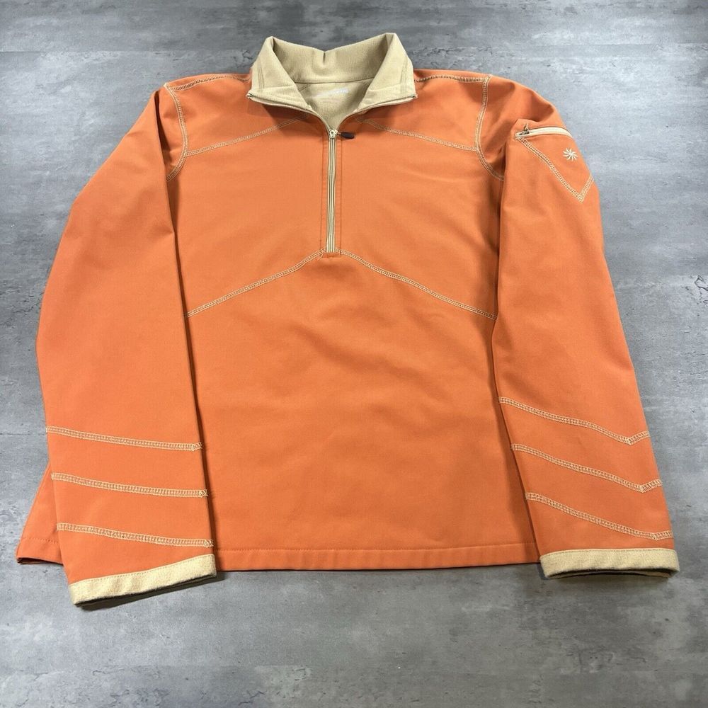 Athleta Jacket Women M Orange Soft Shell Running Fleece Line Gym Form Fit